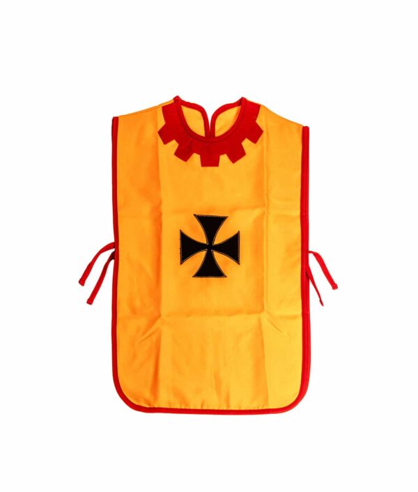 Kinder Waffenrock mit schwarzem Kreuz orangen Grund.