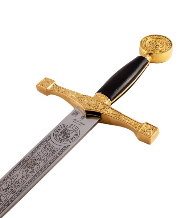 Der Griff von Excalibur, dem Schwert König Arthus, in Gold.