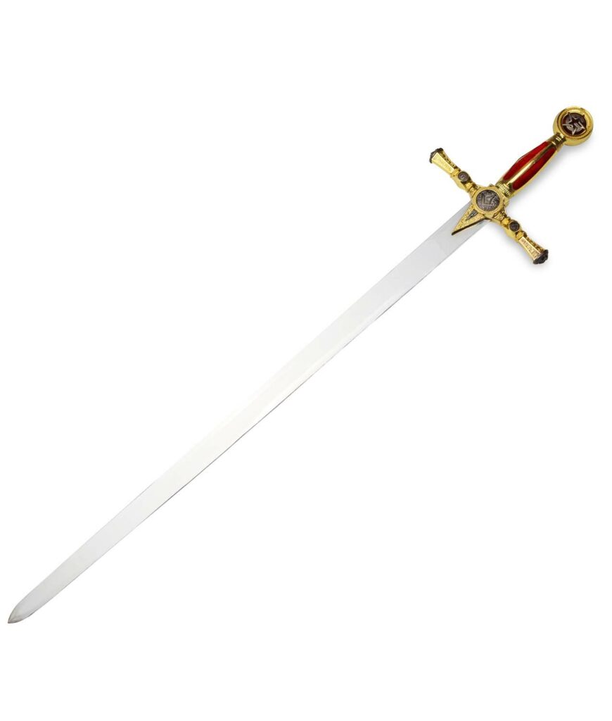 Freimaurer Schwert mit rotem Samt schräg gesamtes Schwert