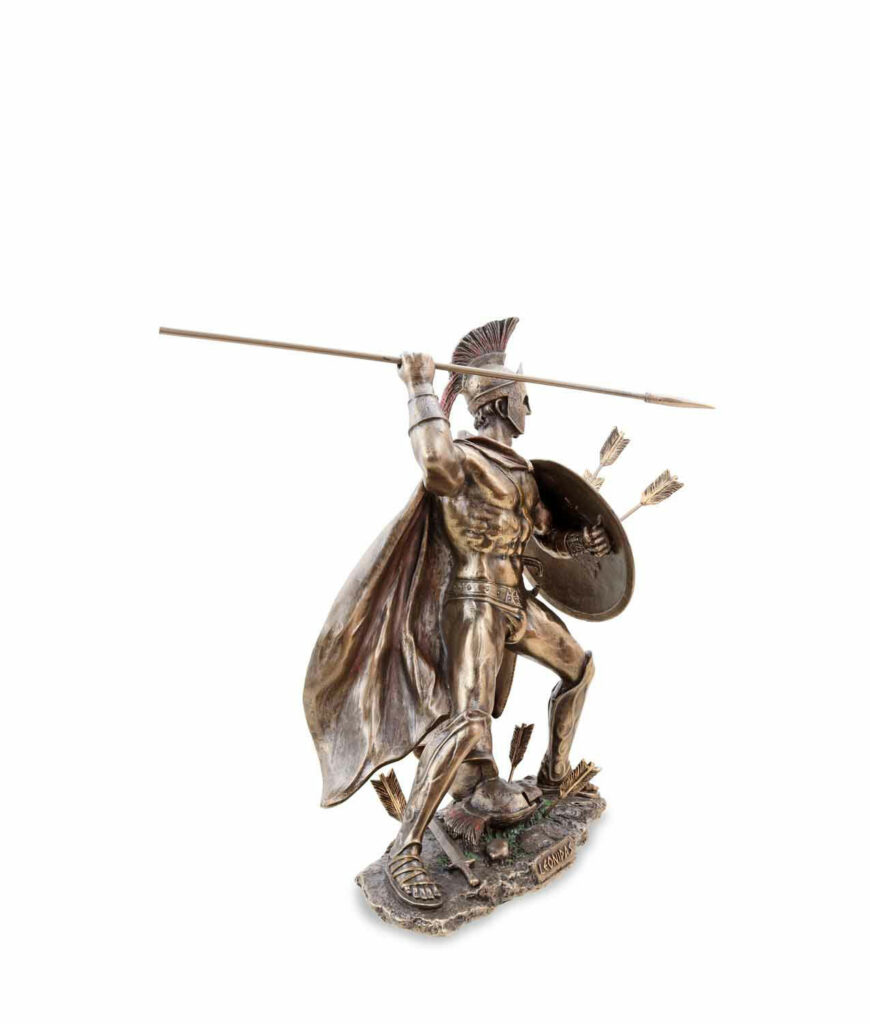 Kämpfender Leonidas mit Speer und Schild rechte Seite