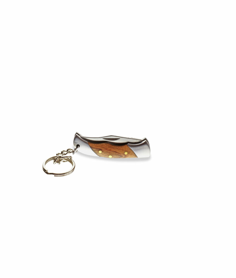 Mini-Taschenmesser mit Olivenholzgriff und Schlüsselring geschlossen
