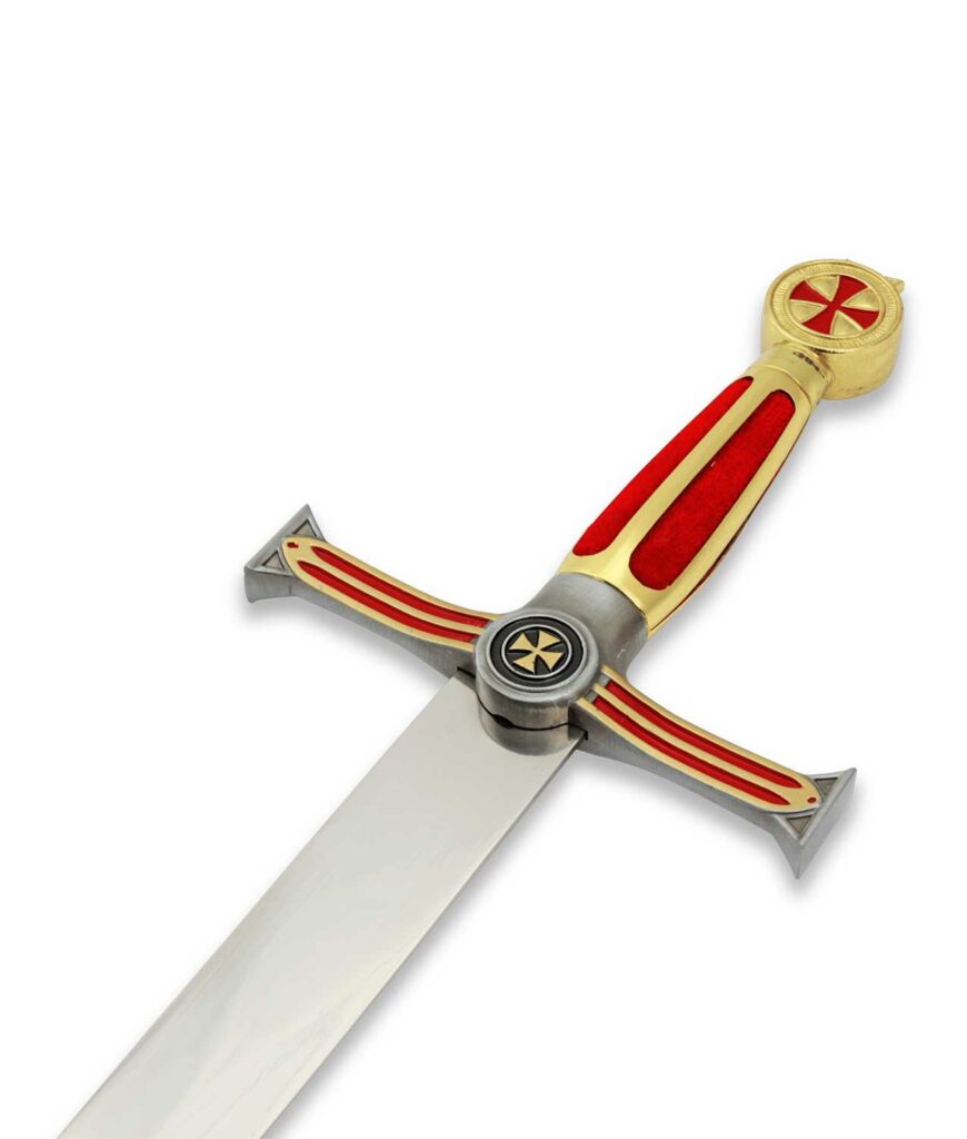 Der rot-goldene Griff des Templerdolchs der Großmeister