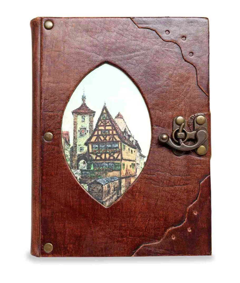 Großes Notiz- und Tagebuch aus Leder mit Plönlein Lederbuch